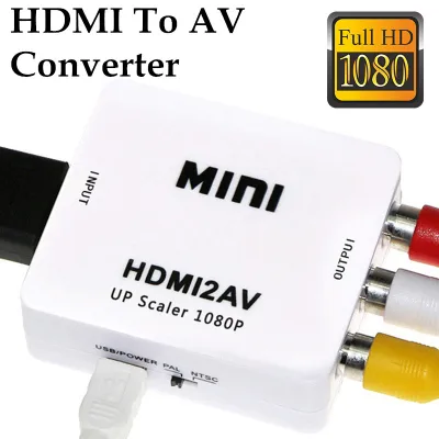 HDMI to RCA Converter AV/CVSB L/R Video Box HD 1080P 1920*1080 60Hz HDMI2AV Support NTSC PAL Output HDMI To AV