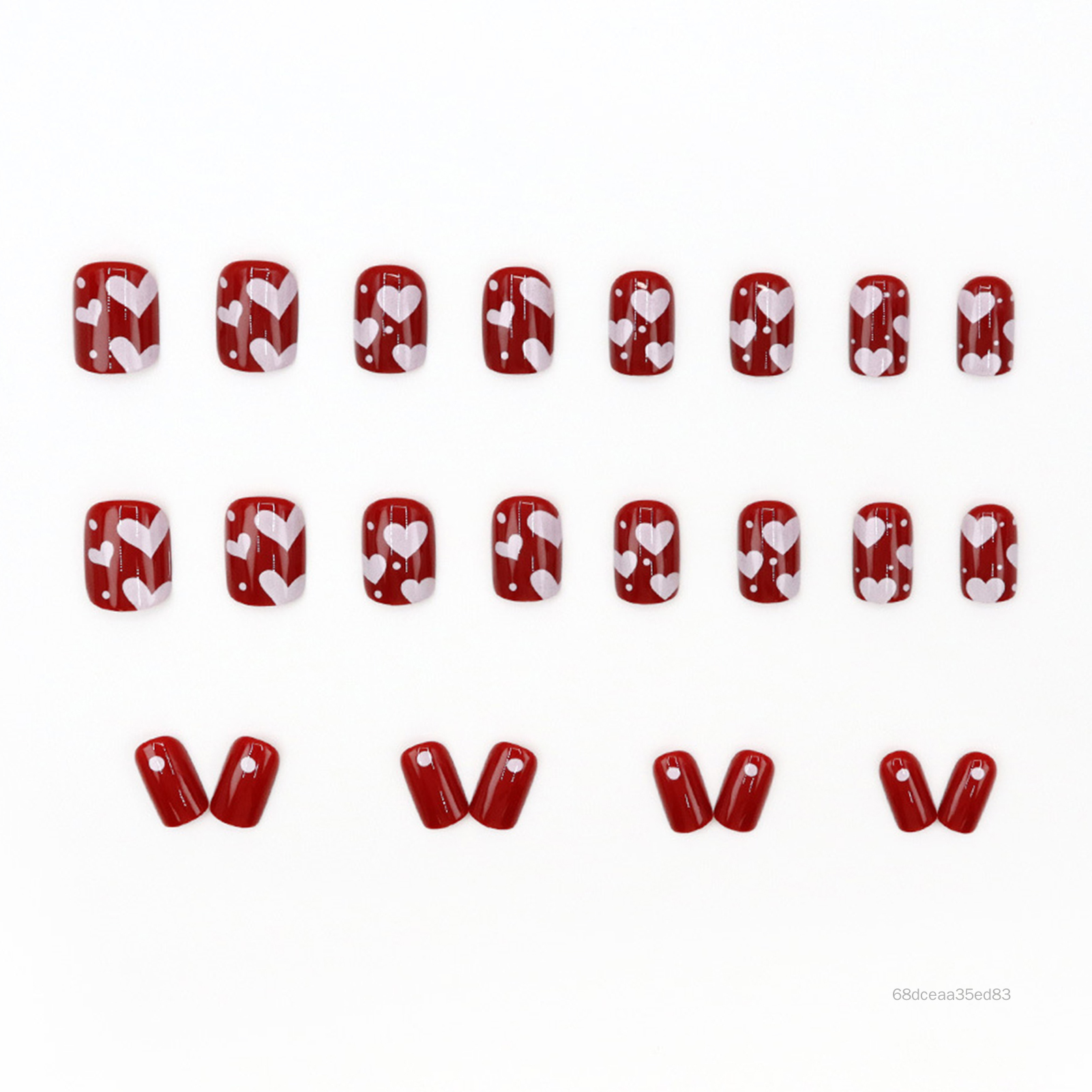 Cheerilee Red Full In Heart Shape Square Resin Nail Extension Needle Bền Và Không Bao Giờ Tách Móng