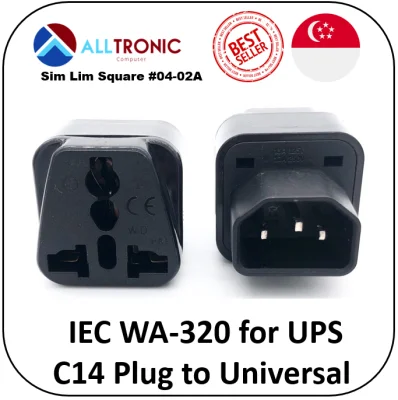 C14 IEC WA 320 to Universal Adaptor for UPS Black /Universal to IEC/ UPS Adaptor/ c14 Plug to Universal Socket