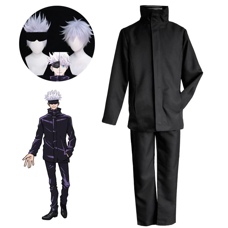 Gojo Jujutsu Kaisen Satoru Cosplay Costume Wig Men School Suit Uniform Outfit