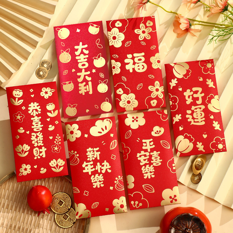 (6pcs/pack) 9x17cm Large Creative CNY Angpao Angpau Angpow Red Packet Envelope 个性创意烫金精致红包利是红包封