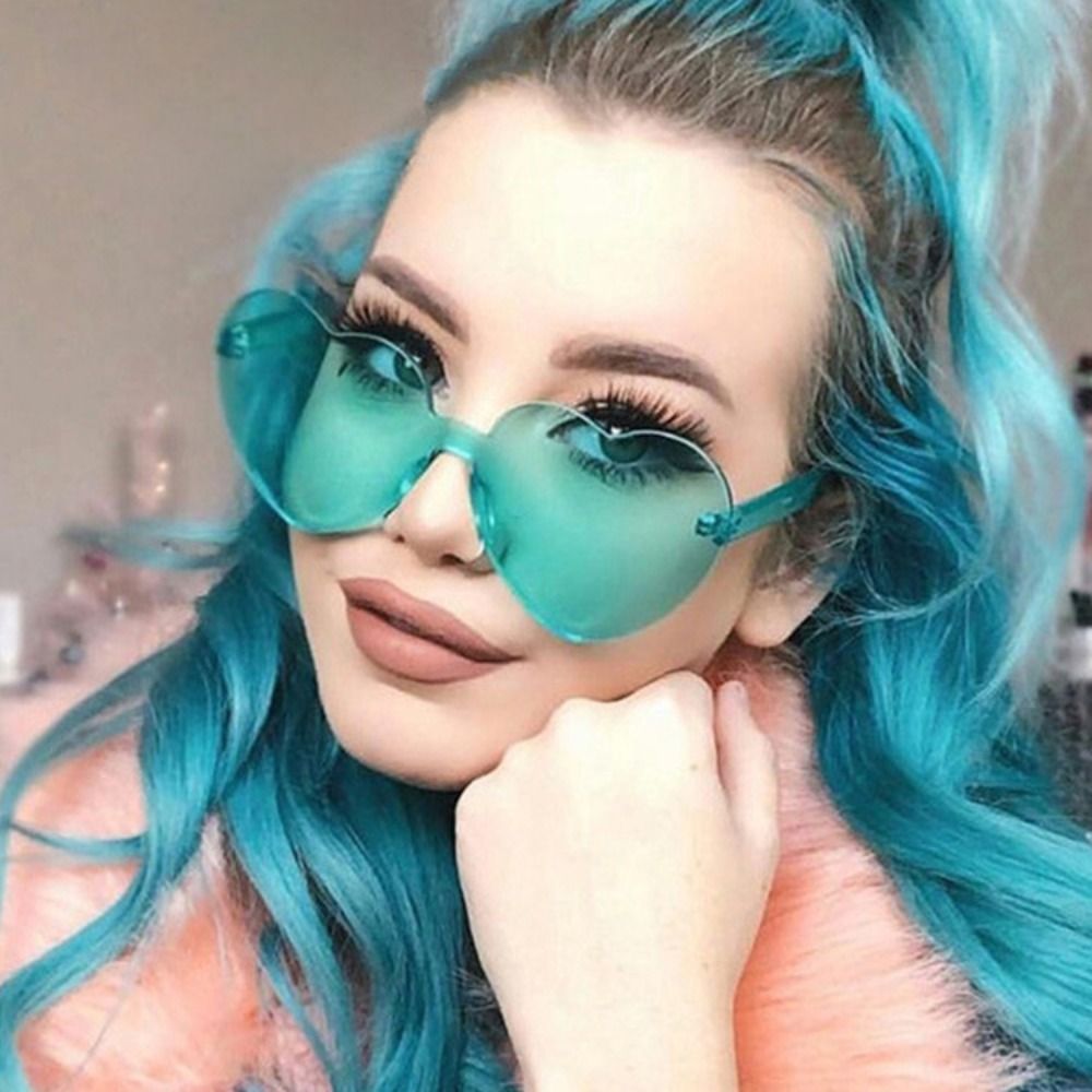 Dynami trang phục trong suốt Eyewear màu kẹo không có vành tim kính kính râm trái tim Sunglasses đối với phụ nữ