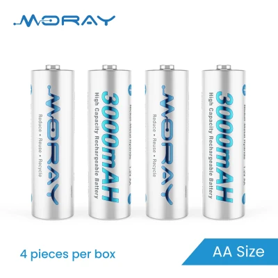 3000mAh Rechargeable Battery AA size /1300mAh AAA size Ni-MH Batteries / High Capacity Rechargeable Battery - 4pcs with Case