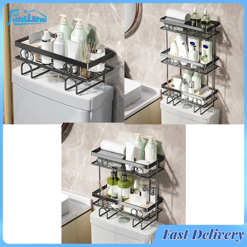 FunsLane Over Toilet Storage Shelf, 1-Tier/2-Tier/3-Tier Bathroom Storage Organizer With No Drill Adhesive Hook, Metal Punch-Free Toilet Tank Organizer Rack ราคา 712 บาท*ส่งฟรี