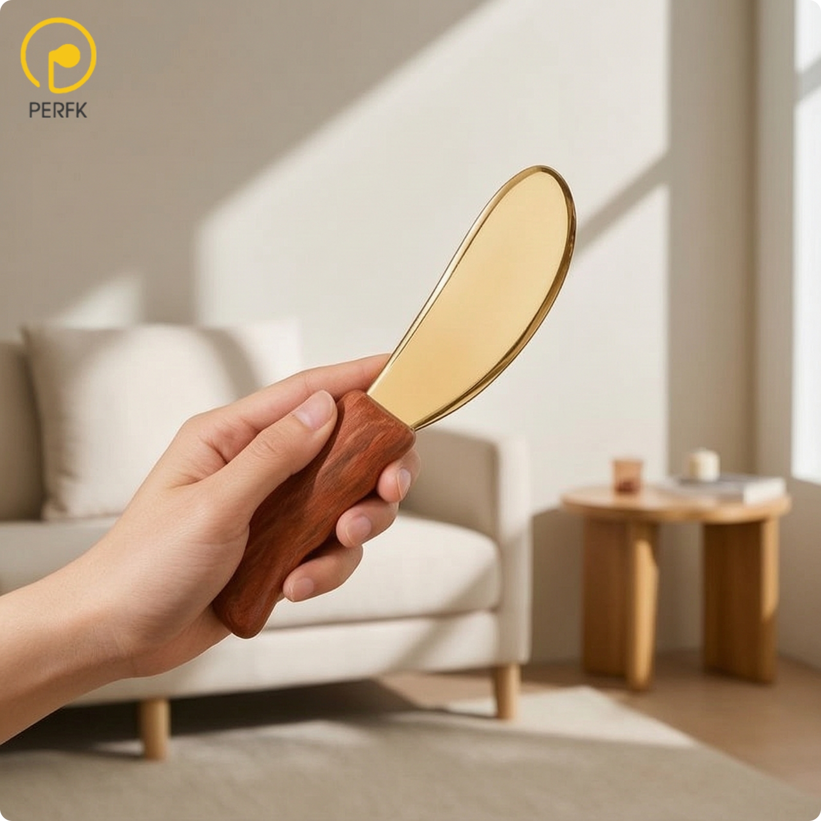 Perfk Easy Grip Scraping Plate with Handle Rounded Edges Massage Board with Wooden Handle Manual Massager for Home ราคา 3,762 บาท*ส่งฟรี