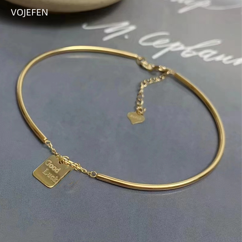 VOJEFEN 18K Bangles Lucky Bracelet For Women Luxury Au750 Real Gold Charm New Charm Bracelets On Hand With Pendant Fine Jewelry ราคา 13,610 บาท*ส่งฟรี