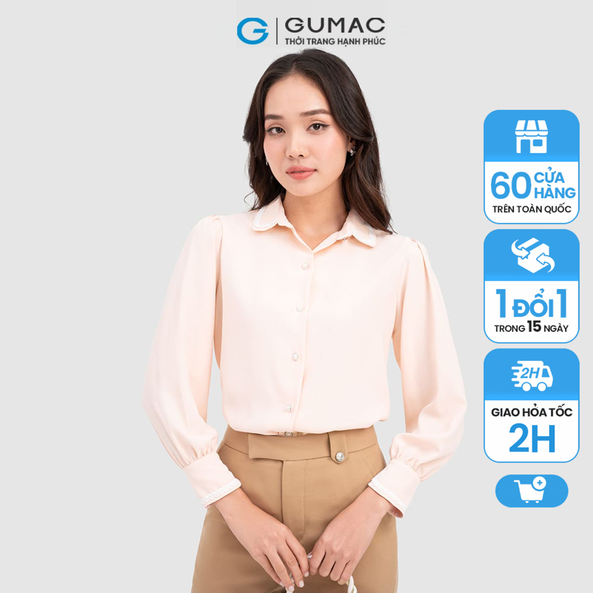Áo kiểu phối ren thời trang gumac ac10075