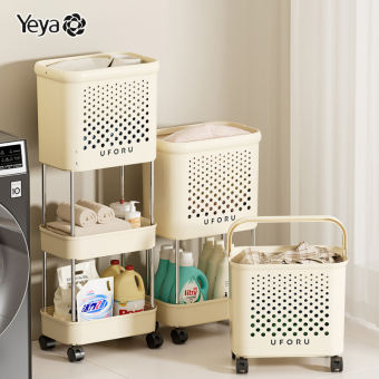 YEYA Giỏ đựng quần áo bẩn xe đẩy giá đựng đồ Giỏ đựng quần áo bẩn nhiều tầng có thể tháo rời giỏ đựng quần áo bẩn tay cầm ẩn có thể tháo rời Giỏ đựng quần áo bẩn có thể tháo rời khi đặt trên sàn