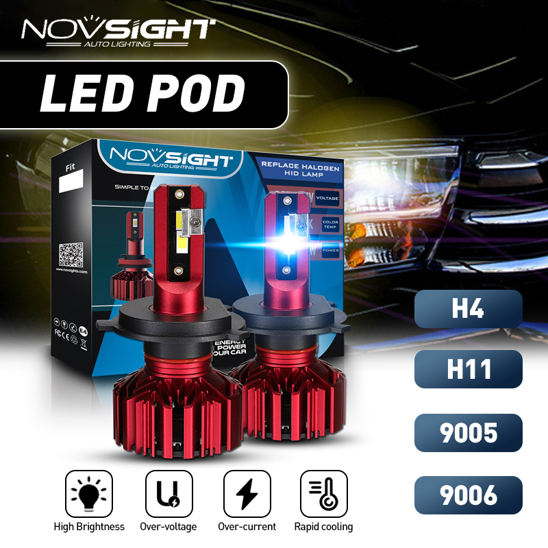 Novsight N11S 2 Pcs Lampu LED Headlamp Mobil H4 H11 HB3(9005) HB4(9006) 12V 60 WATT Car Headlight Bulbs Giá 259,000 Đồng*Miễn phí vận chuyển