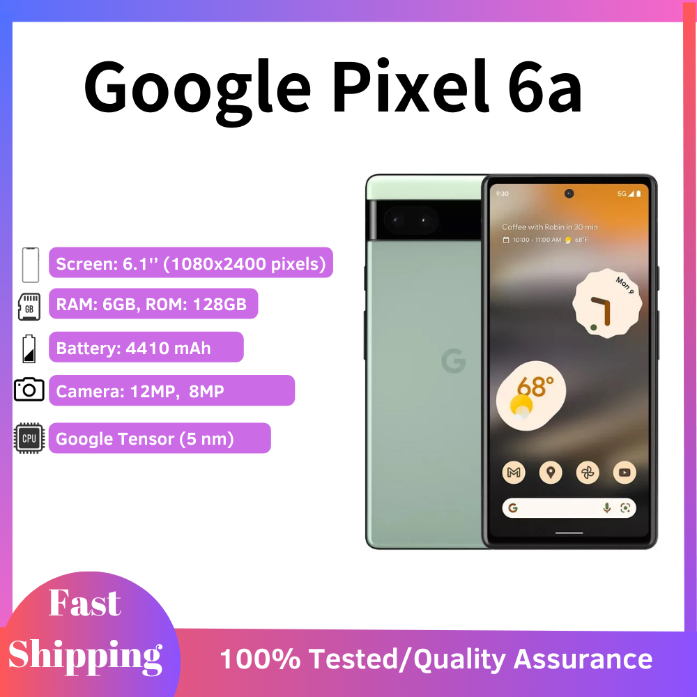 Used phone Google Pixel 6a 128GB ROM 5G Original Unlocked Cellphone 6.1" google Tensor Octa Core 6GB RAM 12.2MP&12MP&8MP NFC e-Sim ราคา 12,486 บาท*ส่งฟรี