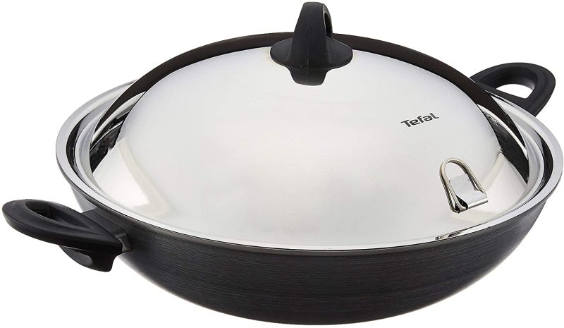 Tefal Novel  36cm Asian Chinese Stir Fry Wok Frying Fry Pan Skillet with Lid Cover. Suitable for Induction, Gas and Electric Hob Cooker Singapore