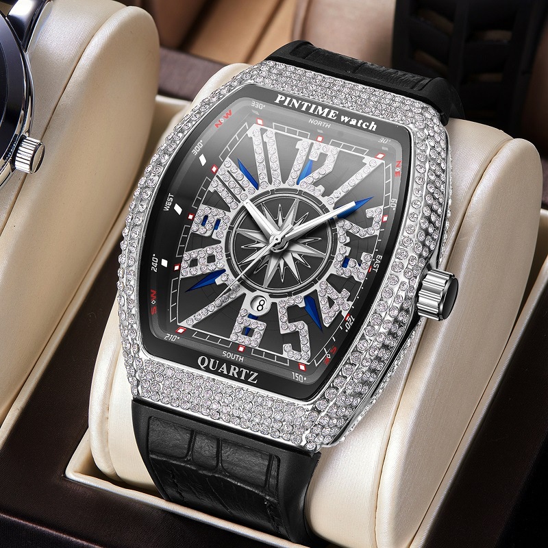 PINTIME Mens Diamond Watch Fully Iced Out and Algeria | Ubuy