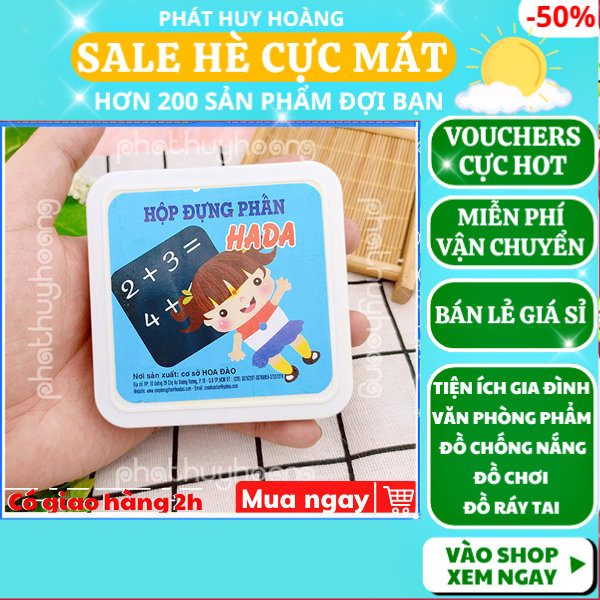 Combo 2 hộp phấn học sinh bằng nhựa 9cm x 9cm ( 4 phấn trắng, 1 miếng bôi bảng ) ,Phấn học sinh ,hộp phấn viết bảng ,phấn trắng viết bảng ,phấn trắng viết bảng ,phấn trắng giá rẻ , đồ dùng học tập,Phát Huy Hoàng