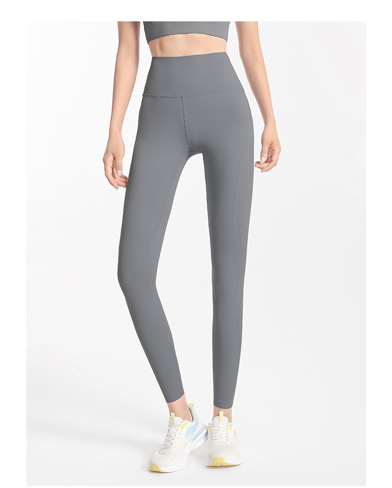 Pantaloni da yoga in lycra da donna color cammello e leggings da palestra senza cuciture