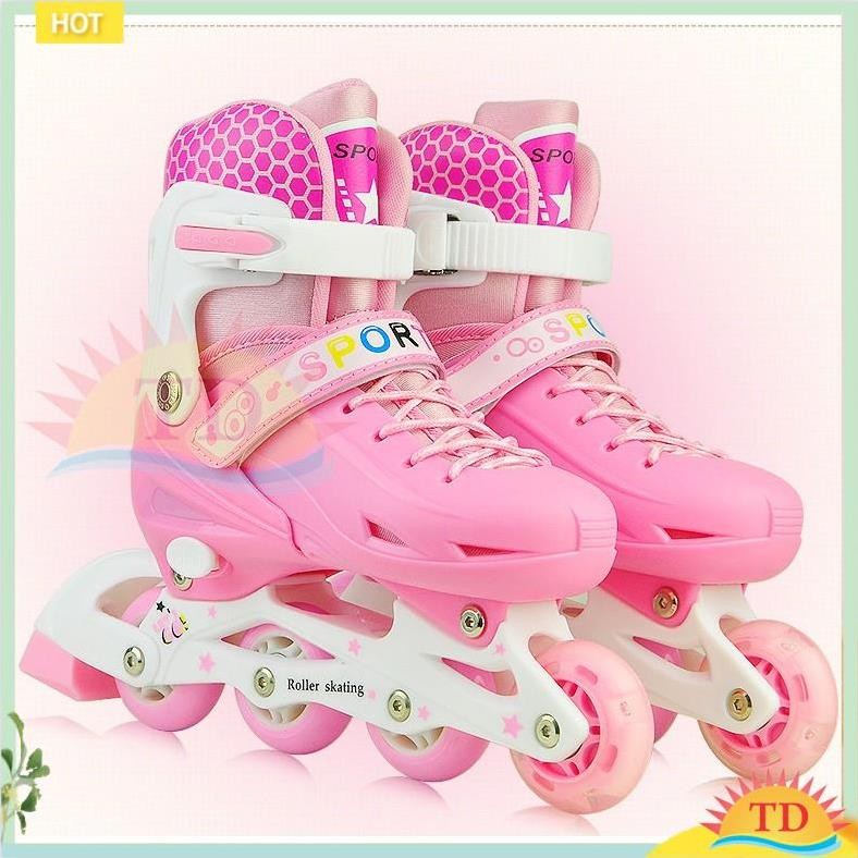 [FREE SHIP => 50K ] Giày trượt Patin Sports hồng Size M cho bé từ 6 đến 11 tuổi
