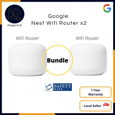 Google Nest Wifi Router 2 Pack – Mesh Wi-Fi Routers x 2 with 4400 Sq Ft Coverage Comes with 3pin plug (SG Safety Mark)