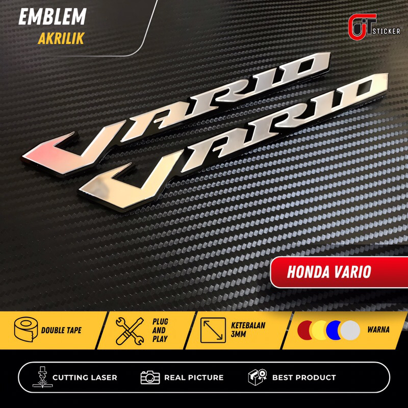 JTS Emblem Honda Vario 2 PCS Logo Timbul 3D Aksesoris motor Honda Emblem Honda vario sepasang kanan dan kiri Harga 29,952 rupiah*Gratis Ongkir