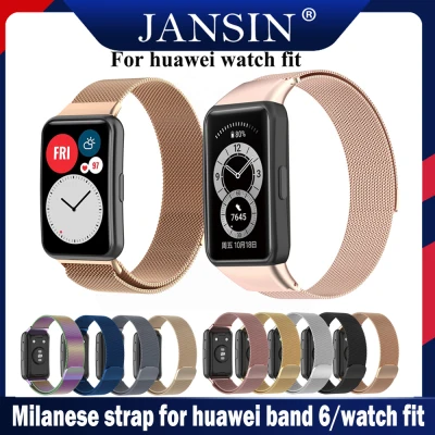 For Huawei band 6 Pro Milanese Loop Stainless Steel Strap For Huawei Watch Fit Metal Wristband For Huawei band 6