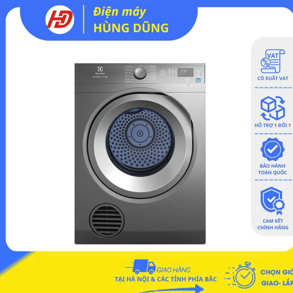 [GIAO LẮP TRONG NGÀY TẠI HÀ NỘI ] Máy sấy thông hơi Electrolux 8.5 kg EDS854N3SB HỖ TRỢ LÀ - NHẬP KHẨU THÁI LAN