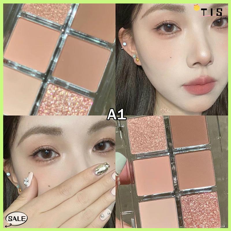 Follow Get New【TIS】 6 màu sắc Matte Eyeshadow Palette ánh sáng lung linh long lanh đất màu thấp bão hòa bóng mắt sắc tố lâu dài mỹ phẩm - 7