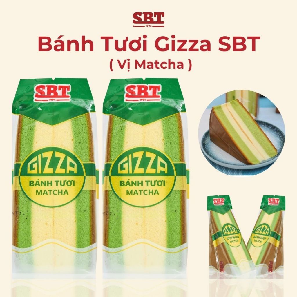 Bánh Bông Lan Tươi GIZZA Tam Giác Vị Matcha Gói 90g Phù Hợp Để Ăn Sáng Ăn Vặt Ăn Sáng