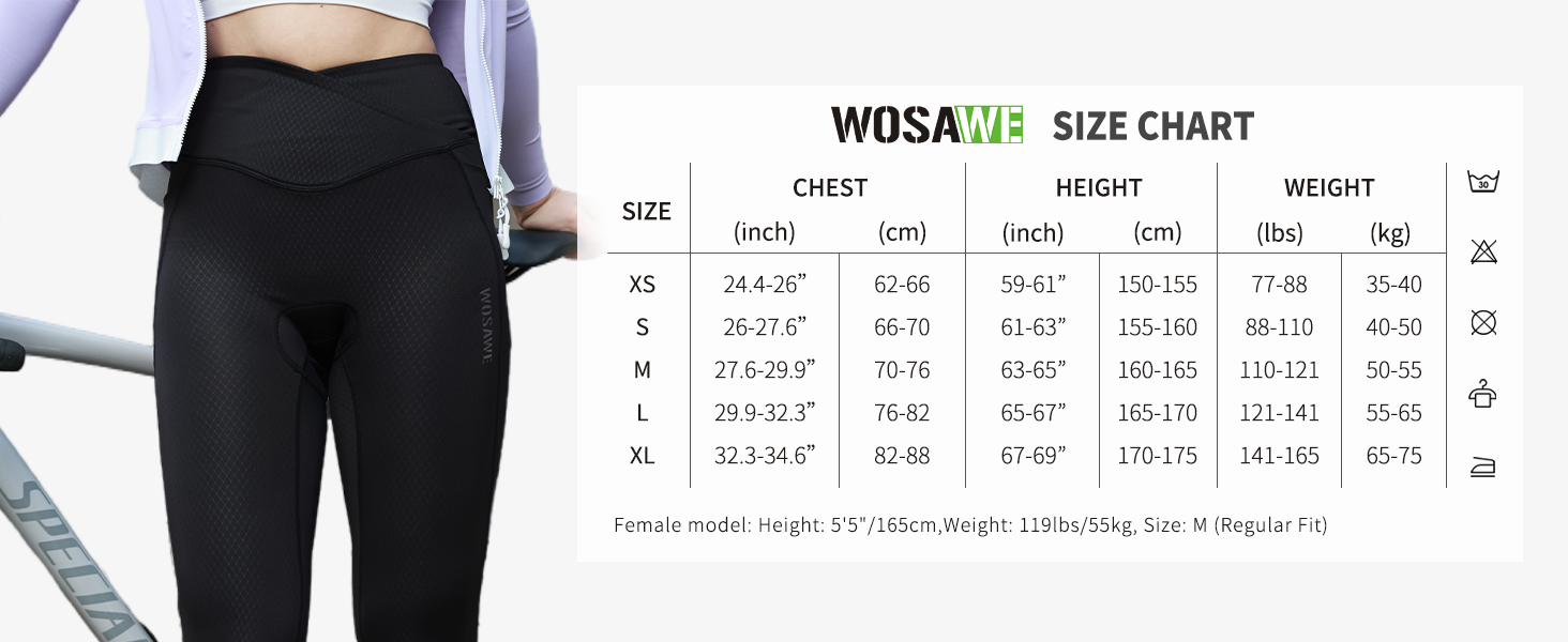 WOSAWE Women Cycling Pants 6 Hours Riding Padded Breathable Reflective Sports Bike Long Tights