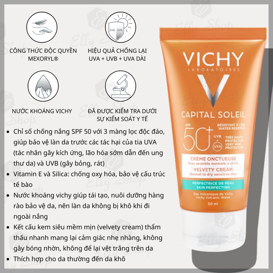 Kem chống nắng vichy ideal soleil spf50+ dry touch 50ml sáng da