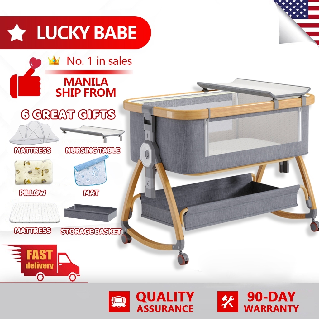 BABEGO Baby crib newborn spliced bed portable and adjustable baby crib