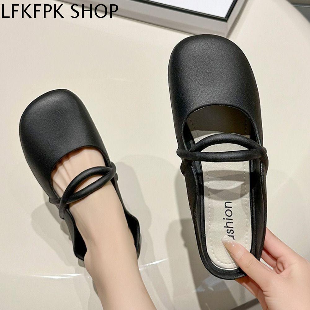 LFKFPK Chống trượt Dép bệt nữ Mũi Vuông PVC Dép lê Thanh lịch Đế mềm Dép Da Pu Mùa hè