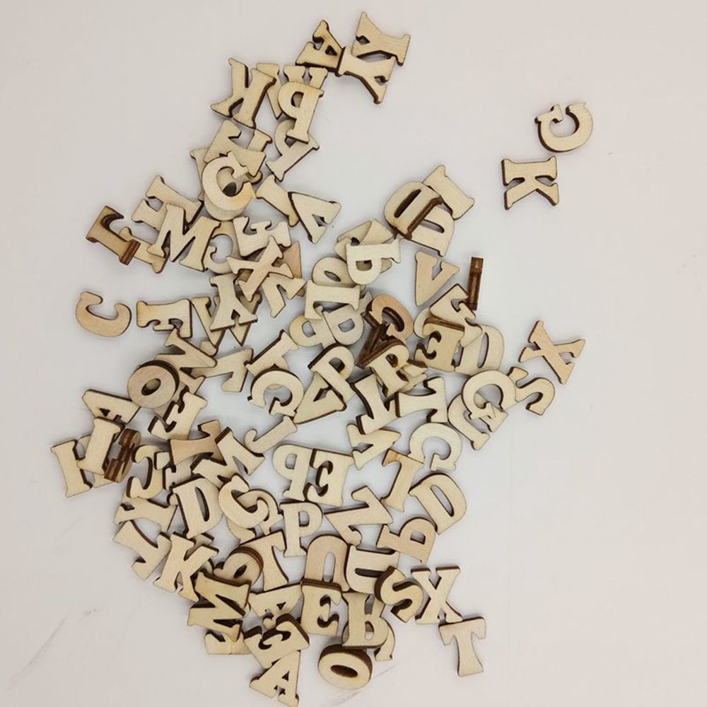 DFDGFED Màu sắc tự nhiên Flatback Trang trí nội thất Thủ công Bảng chữ cái Thu nhỏ Thư tiếng anh Thư gỗ