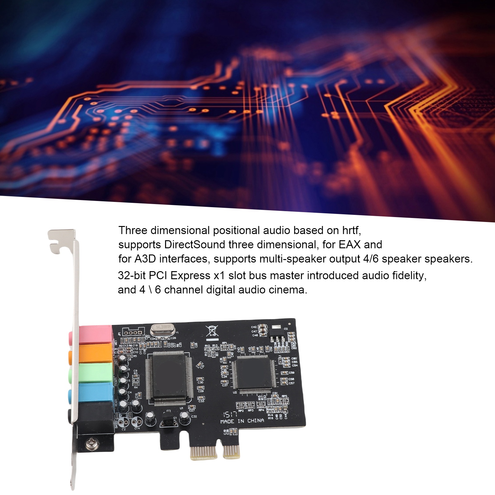 Garosa Thẻ Âm Thanh 5.1 Kênh Chung Thẻ Âm Thanh PCIe Âm Thanh Kỹ Thuật Số 6 Kênh Có Chip Cho Âm Thanh Vòm DirectSound 3D A3D Giá 283,000 Đồng*Miễn phí vận chuyển