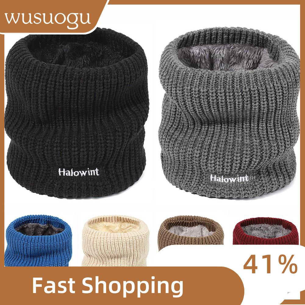 WUSUOGU Lớp lót dày Khăn Choàng Cổ Dệt Kim Giữ ấm Ấm cổ Thường ngày Khăn quàng cổ trượt tuyết Thu Đông