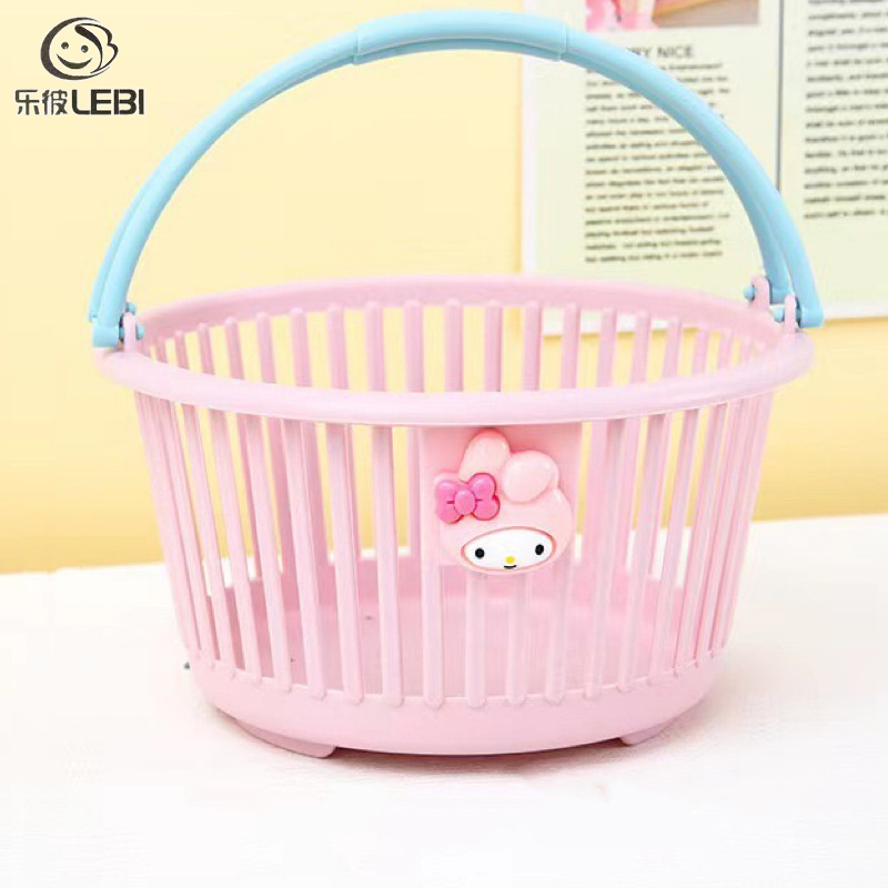 Canvas Bee Cute macaron colour handheld storage basket pink girly heart stickers stationery sundries accessories desktop storage basket ราคา 25 บาท*ส่งฟรี