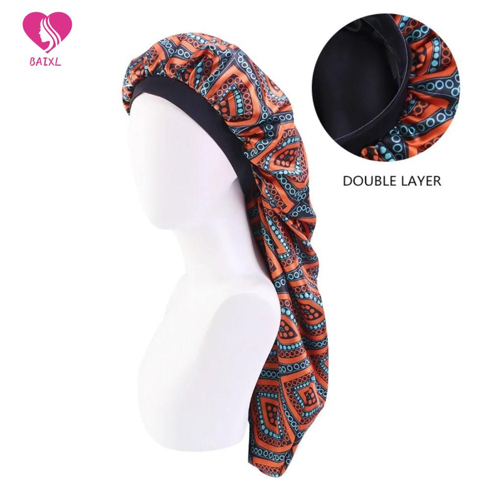BAIXL Hai Lớp Mũ Bonnet nữ Thoải mái Polyester Mũ tắm Thường ngày Mịn Mũ tóc sa tanh Tóc xoăn tự nhi