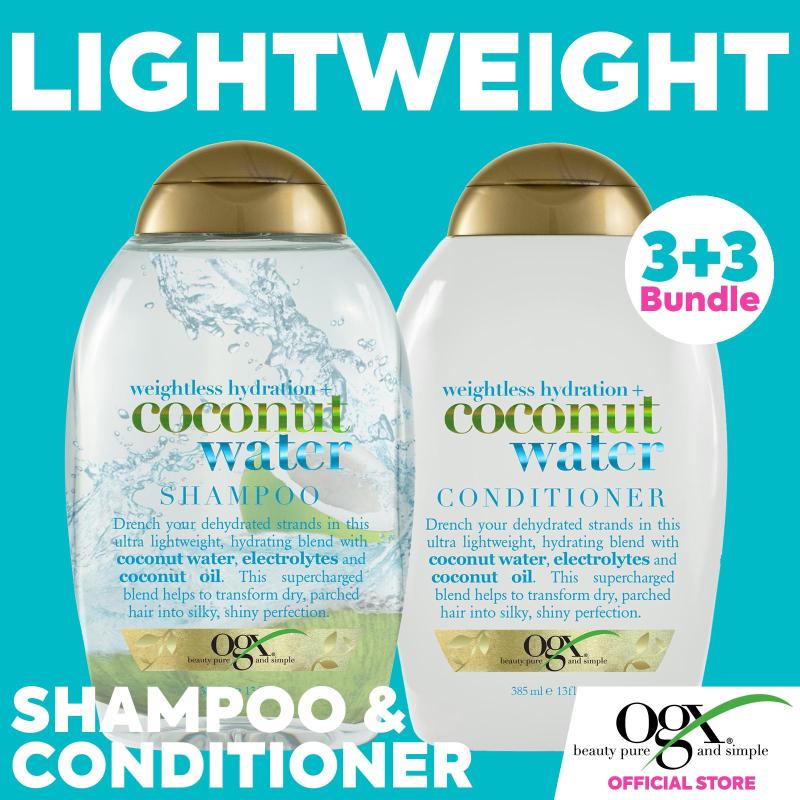 Buy What Hair Wants - Lightweight Bundle OGX Weightless Hydration + Coconut Water Shampoo x3 & Conditioner x3 Singapore