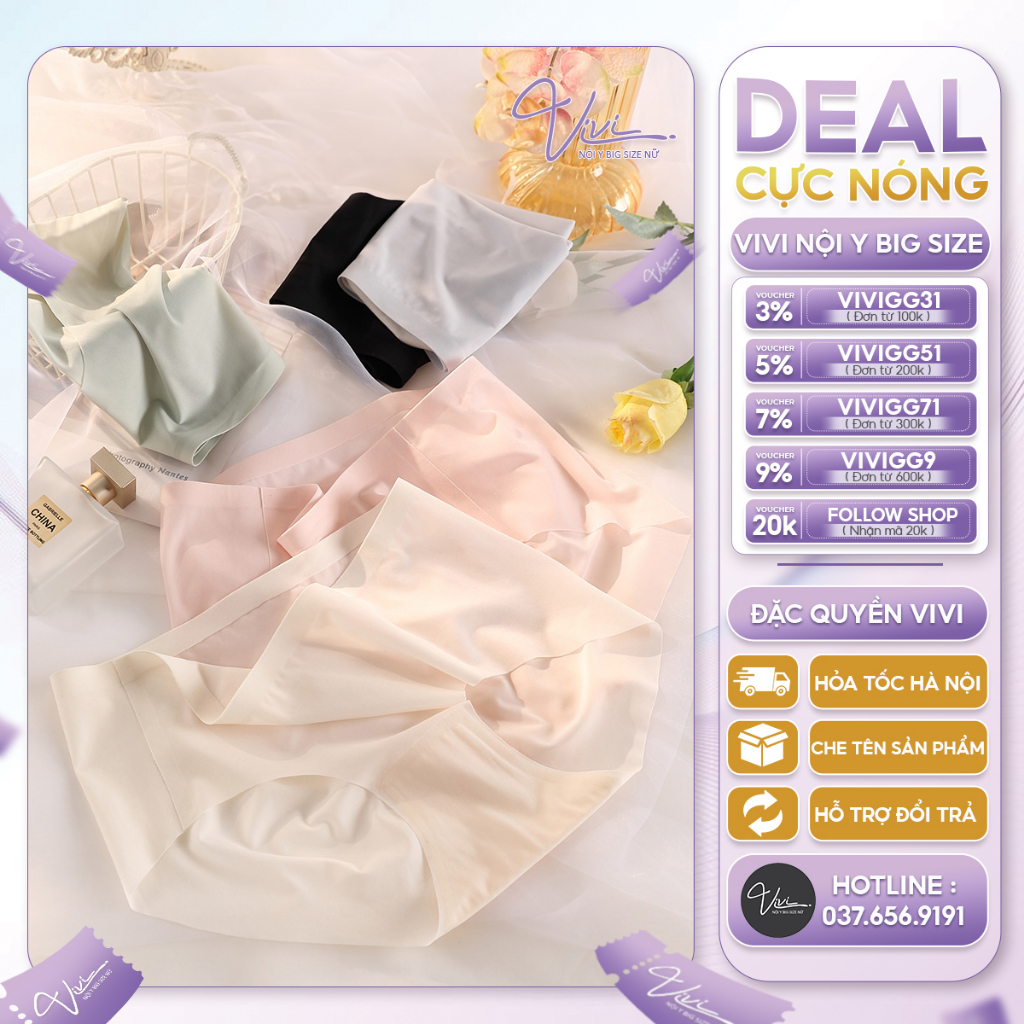  Quần lót nữ bigsize vải su lụa mát lạnh - Nội y nữ big size cỡ lớn không lộ viền sexy tới 100Kg - Mã N15 