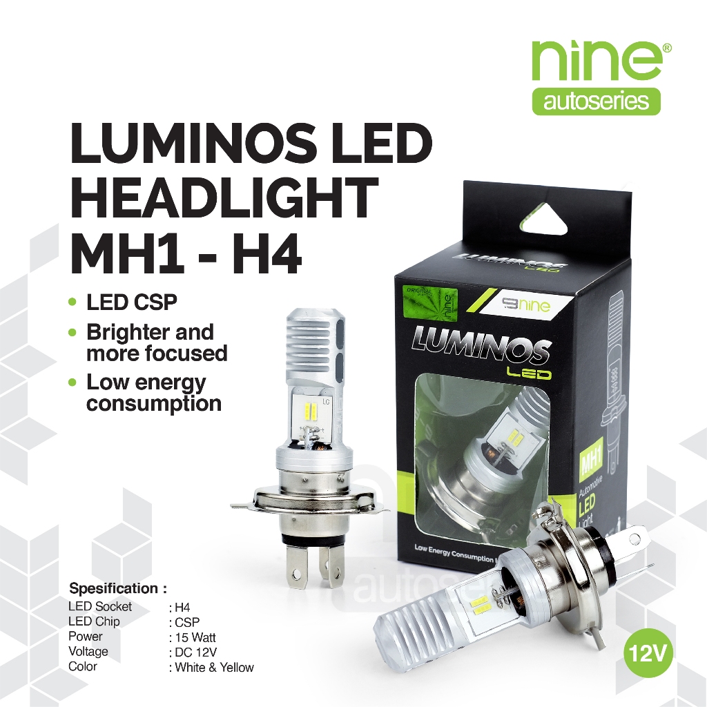 LUXIMOS Lampu Depan Motor 15W DC 12V H4 Vixion Scoopy Super Bright MH1 - NINE AUTOSERIES Harga 53,900 rupiah*Gratis Ongkir