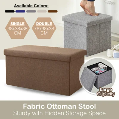 Local seller Fabric Ottoman Storage Box / Organizer Sofa Seat Stool Chair Bench Home Decor