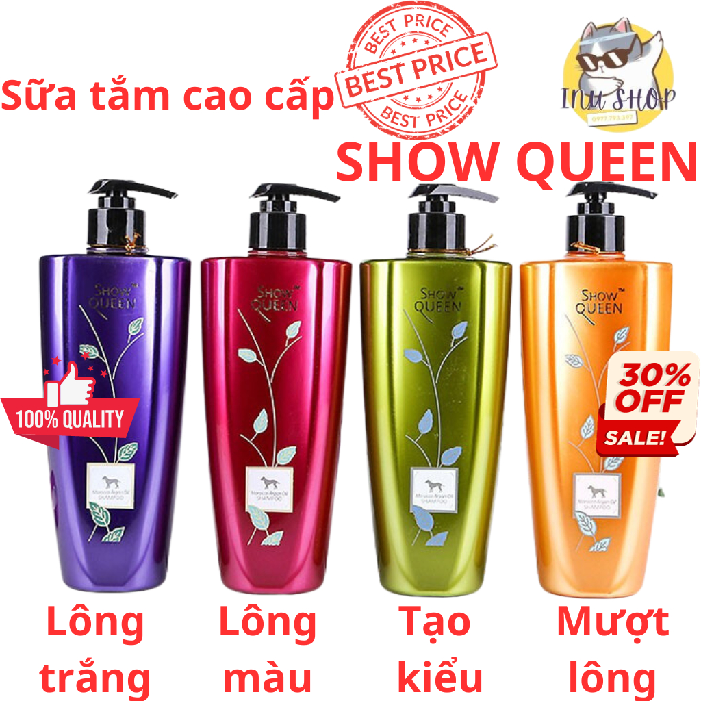 Sữa tắm cho chó mèo cao cấp SHOW QUEEN 500ml. Sữa tắm tinh dầu nước hoa chuyên dụng dành cho chó mèo. Đủ màu