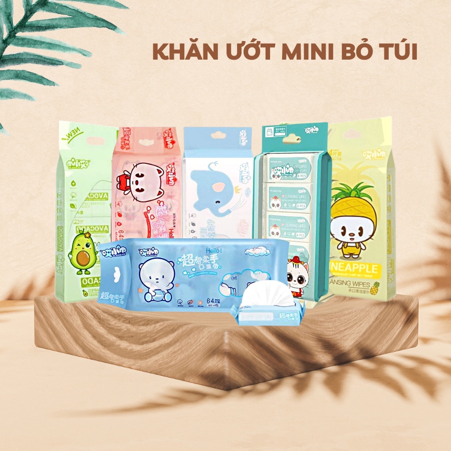 Khăn ướt Mini bịch 8 gói, khăn ướt mini tiện lợi
