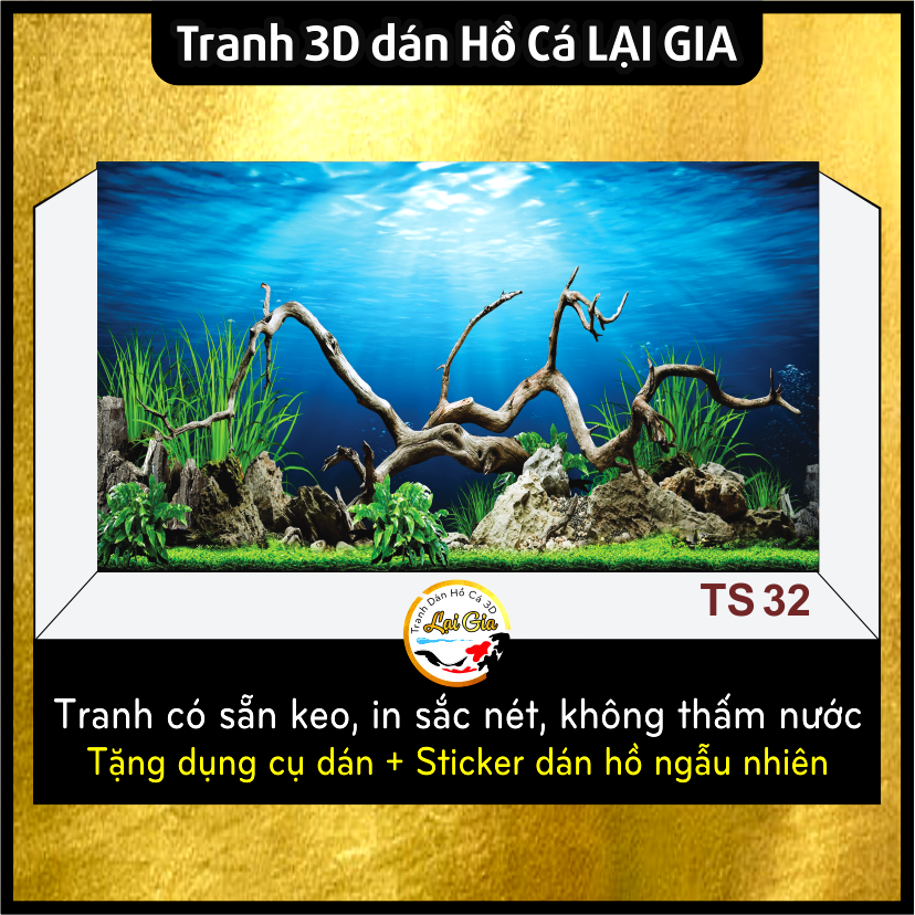 Tranh Dán Hồ Cá 3D, Decal có sẵn keo, Tranh Dán Bể Cá Thủy Sinh, Bể Cá Rồng_Lại Gia