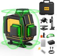 SAVSEC 4D Green Laser Level 360° Self-Leveling with Remote Control 16 Lines Rechargeable Laser Leveler Kit for Indoor Outdoor Construction Renovation Home DIY