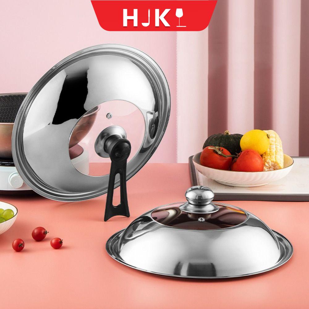 HJKL 28/30/32/34/36/38cm Nắp nồi inox có thể nhìn thấy Phổ thông Núm nhựa màu đen Nắp chảo rán Bộ phận dụng cụ nấu ăn Chống bỏng Nắp chảo Nhà hàng