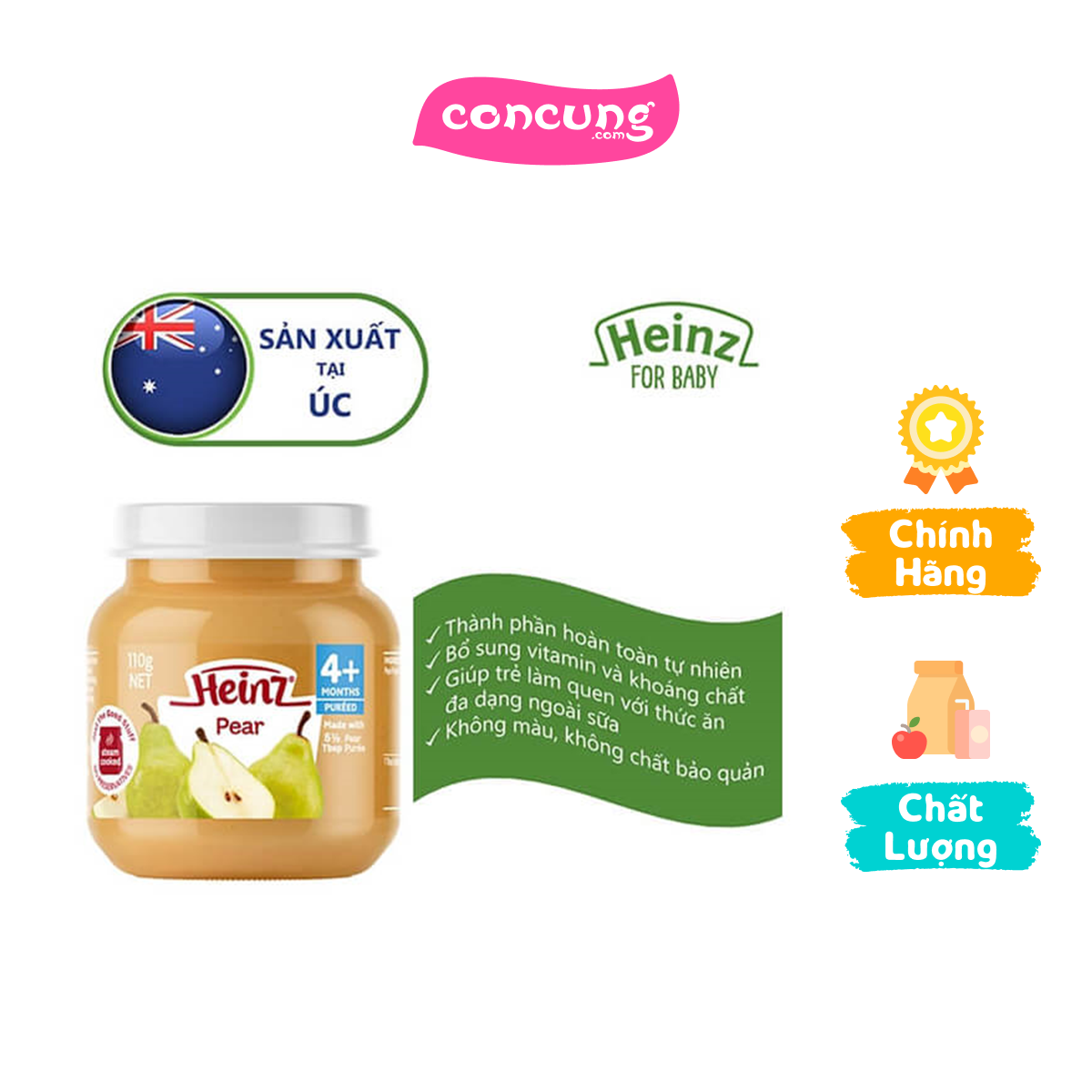Lê nghiền cho trẻ từ 4 tháng tuổi - Heinz Pear