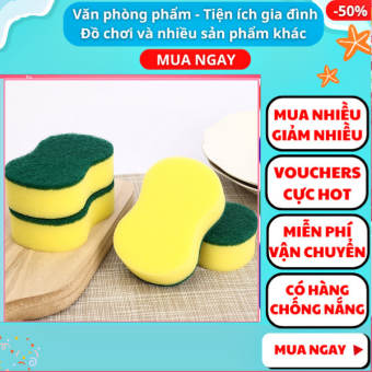 Combo 2 Miếng Mút Xốp, Bọt Biển Rửa Bát dĩa chảo và nồi 2 Mặt, miếng bọt biển chà xoong nồi, mút bọt biển xốp rửa bát rửa xe, miếng bọt biển rửa chén 2 mặt đa năng, 10 miếng bọt biển rửa chén đa chức năng, Gift Love