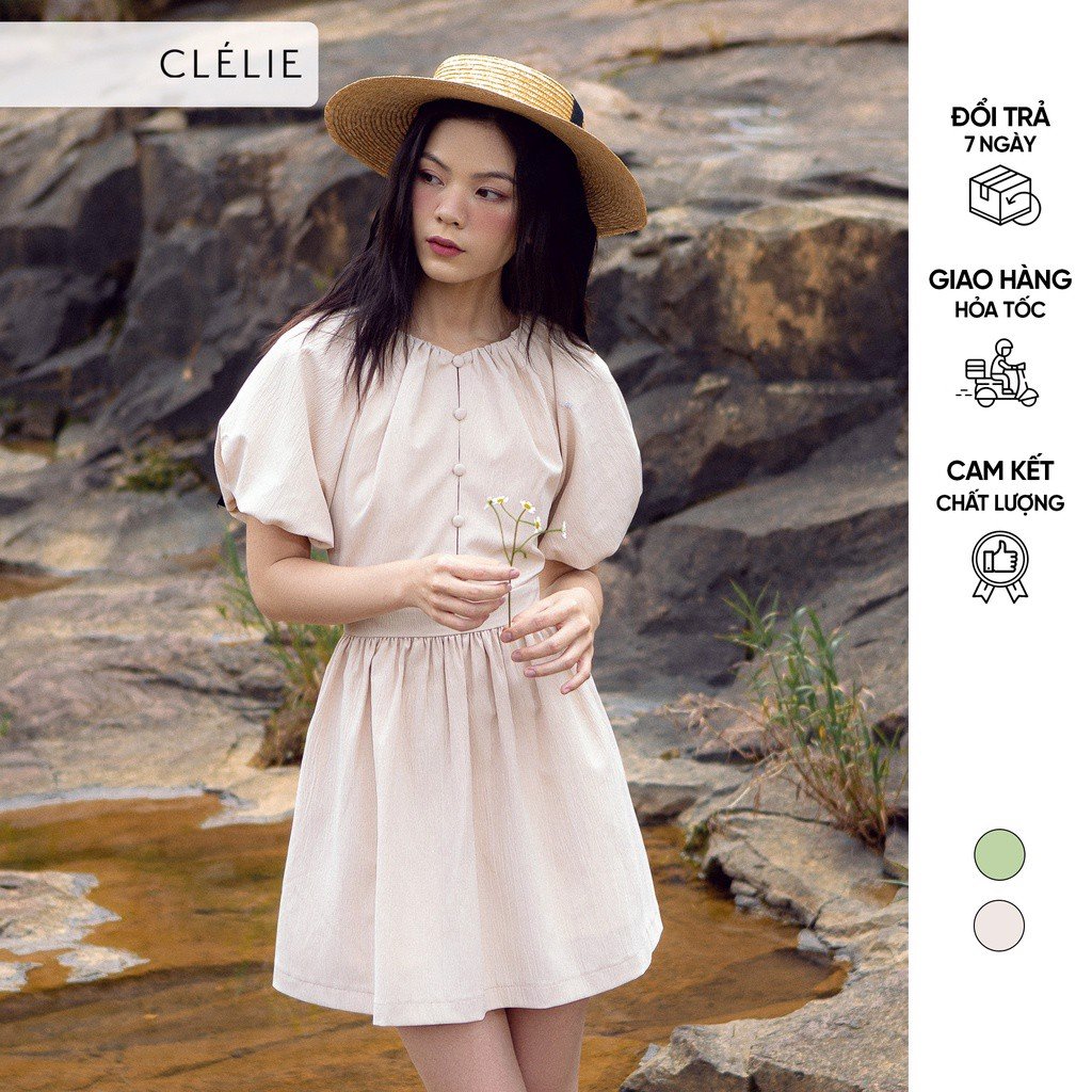 Đầm tay phồng cổ tròn | shila dress - clélie