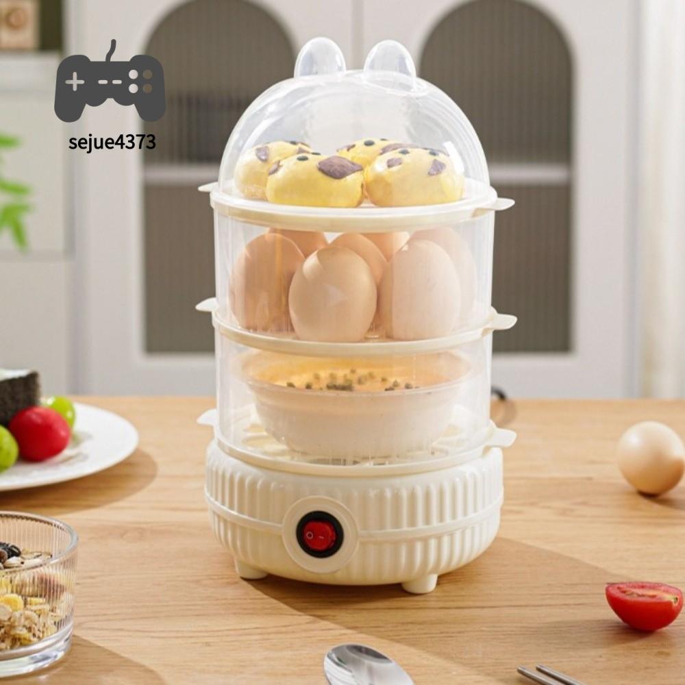 SEJUE4373 1-3 lớp Nồi luộc trứng điện Khả năng chịu nhiệt độ cao với máy hấp Máy làm trứng luộc nửa chừng Đa chức năng Nhựa Nồi luộc trứng Chuẩn bị bữa sáng