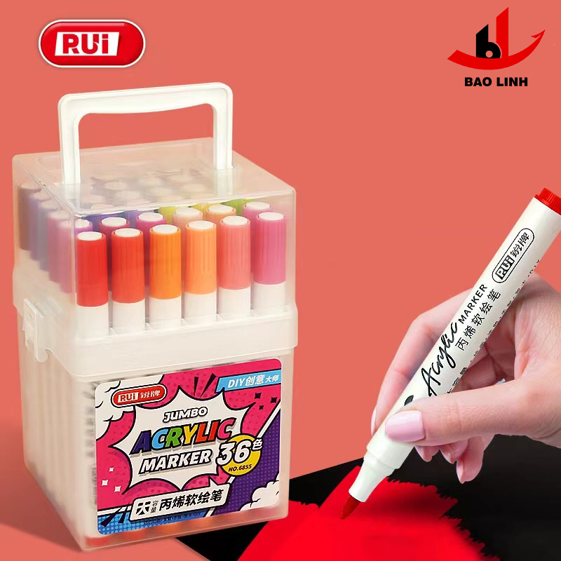 Màu marker acrylic ngòi Brush to siêu mềm mịn rui 6855