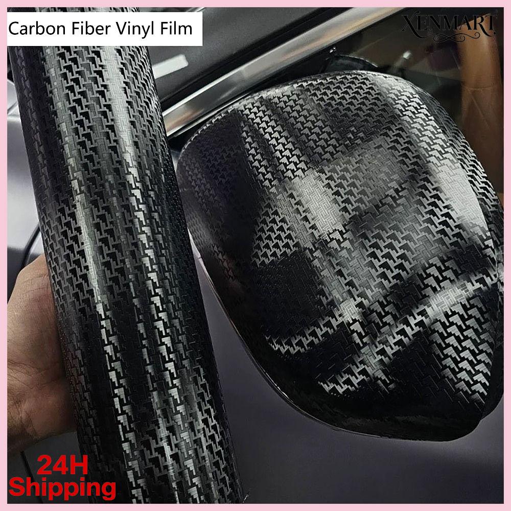 XENMART 50x30cm 152x10cm Màng Vinyl sợi cacbon Độ bóng cao Hiệu ứng 3D Miếng dán bọc giấy bạc Ngầu Sợi carbon rèn Miếng dán thân xe máy Dành cho ô tô xe máy tự làm