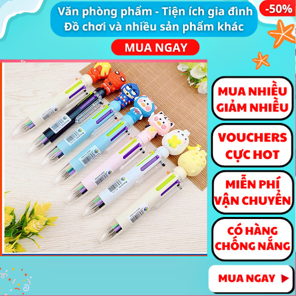 Bút bi 6 màu mực dễ thương giá rẻ bút cute,bút bi,bút bi cao cấp,bút mực,bút bi cute,bút bi nhiều màu, đồ dùng học tập, Aplusmart